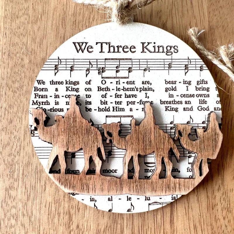 Musical Nativity Scene Ornament Made From Sheet Music