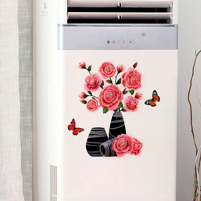 3d Flower Wall Tattoo Set - Diy Plant Vase