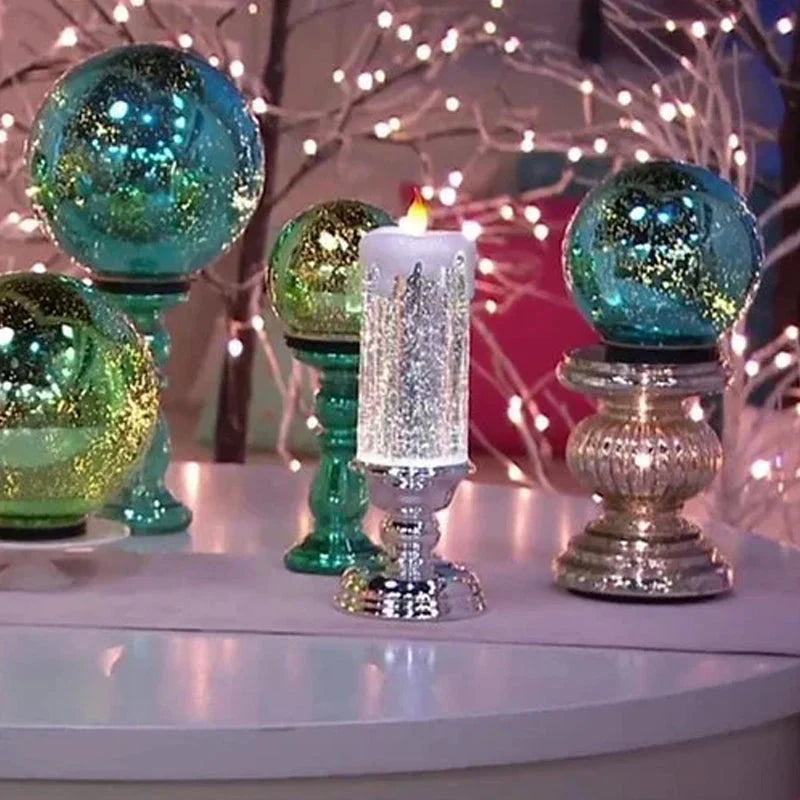 Led Christmas Candles with Glitter Effect