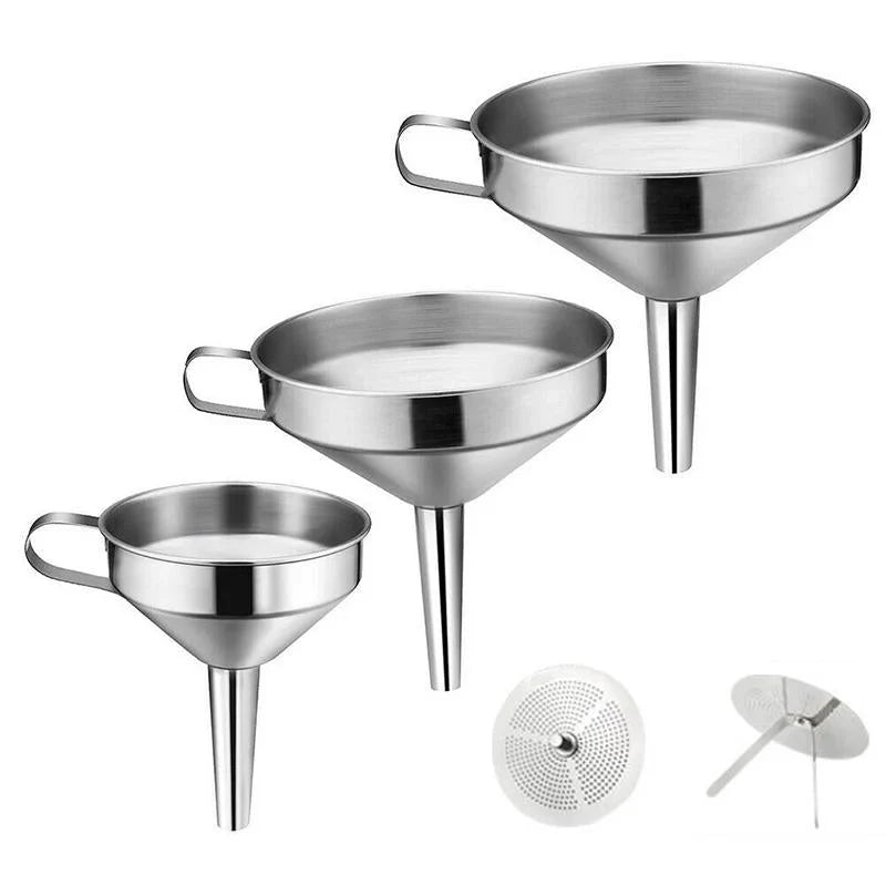 Stainless Steel Kitchen Oil Funnel with Sieve