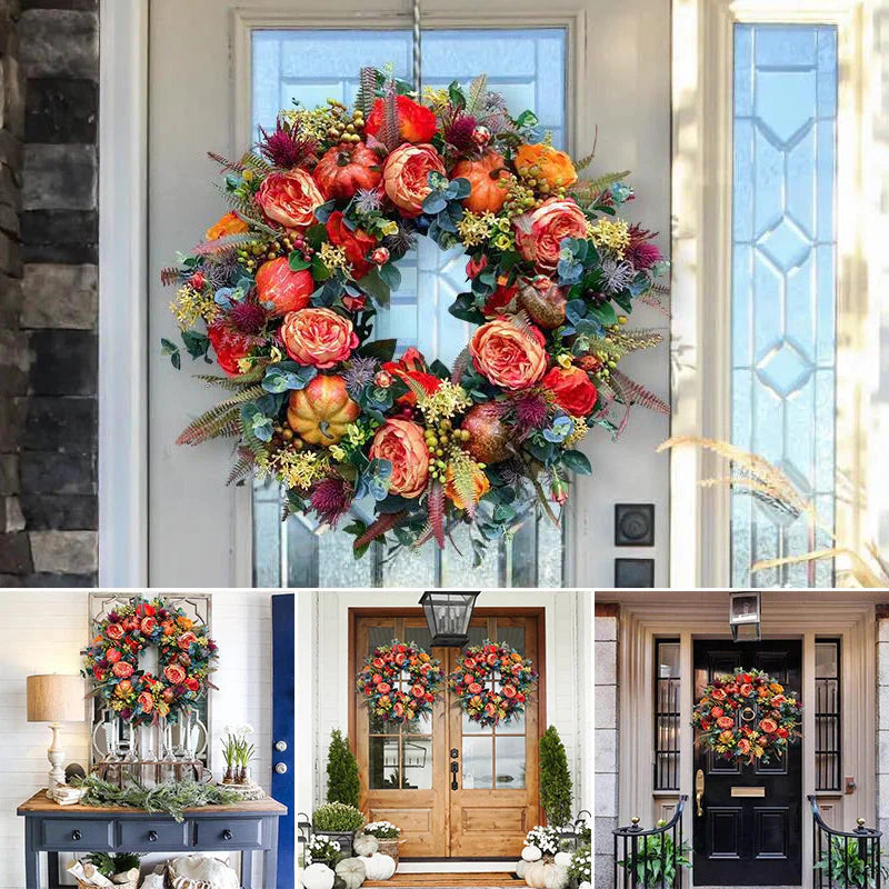 Autumnal Pumpkin Wreath - Stylish Decoration for Your Front Door