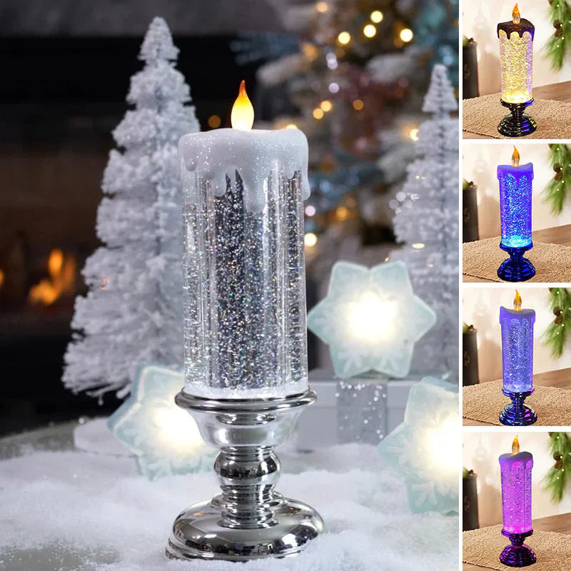 Led Christmas Candles with Glitter Effect