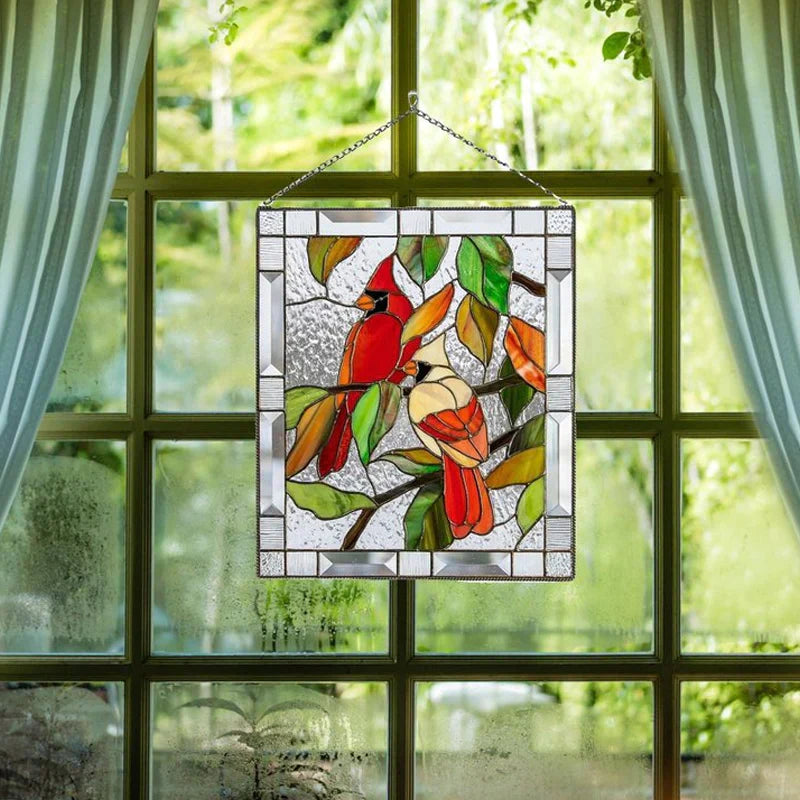 Stained Glass Bird Pendant for Window Decoration