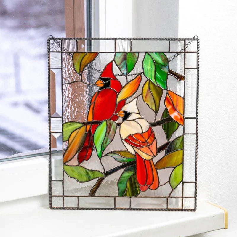 Stained Glass Bird Pendant for Window Decoration