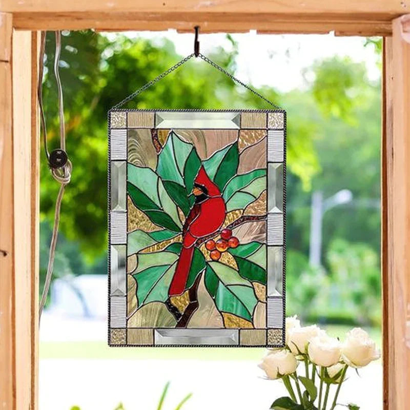 Stained Glass Bird Pendant for Window Decoration