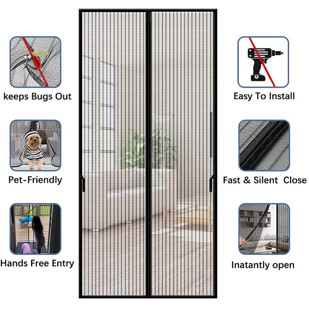 Mosquito Protection Magnetic Mesh Door Curtain