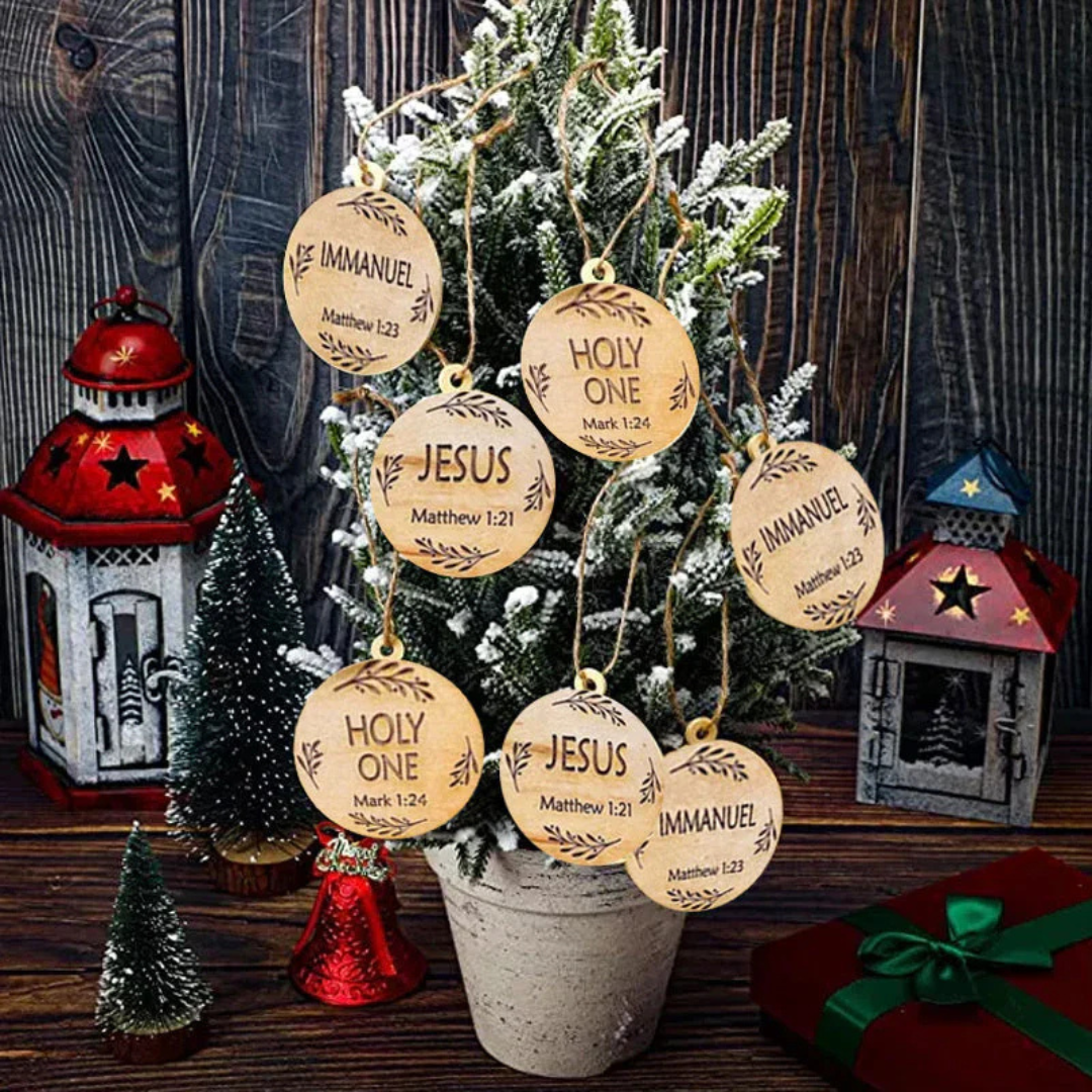 Wooden Sign with Biblical Names - Contemplative Christmas Decoration!