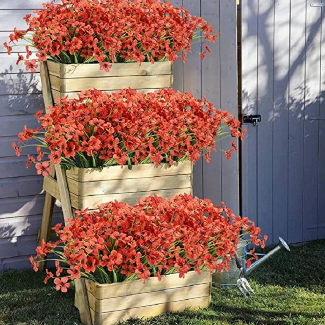 Artificial Outdoor Flowers in a Double Bouquet