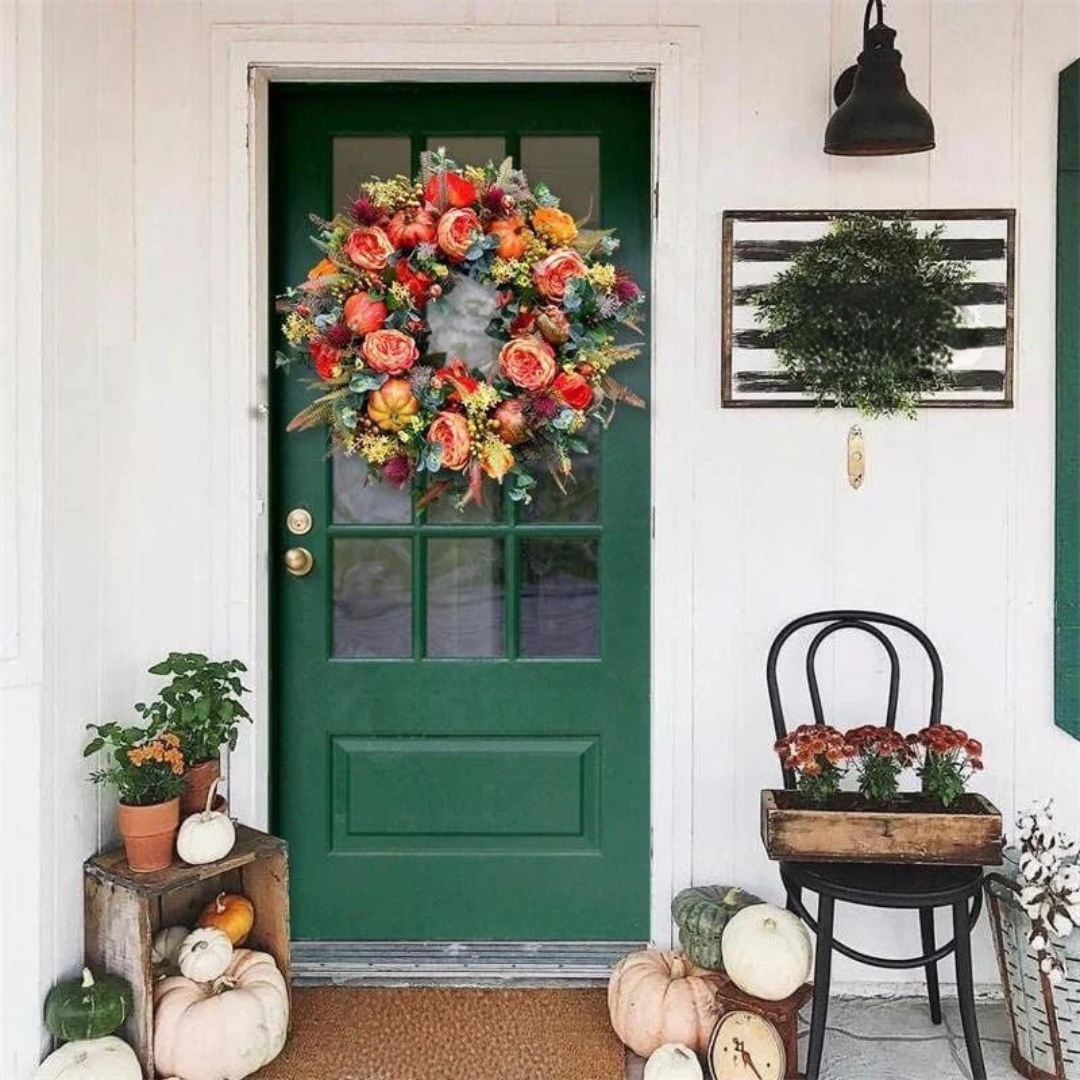 Autumnal Pumpkin Wreath - Stylish Decoration for Your Front Door