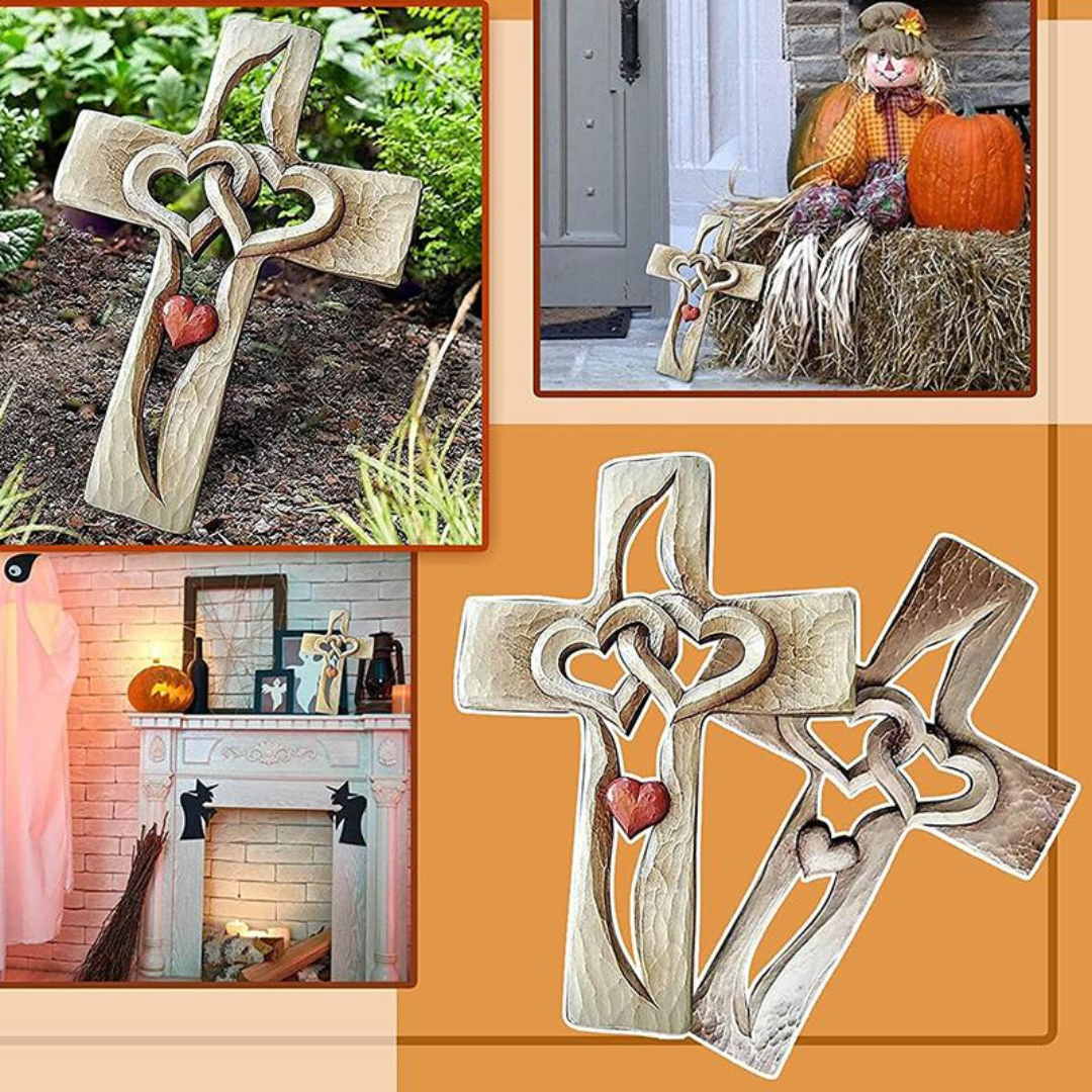 Lovely Heart and Cross Sculpture