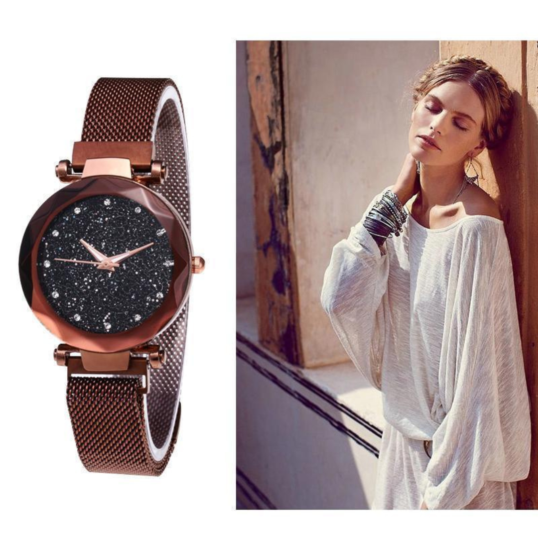 Waterproof Wristwatch with Starry Sky Design for Girls