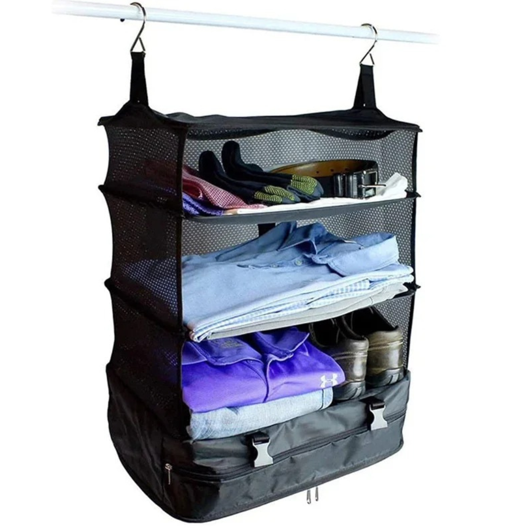 3 - In-1 Foldable Storage Bag with Hook - Versatile Wardrobe Organiser for Travelling and at Home