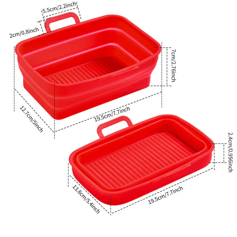 Foldable Silicone Baking Tray for Hot Air Fryers - Reusable & Practical