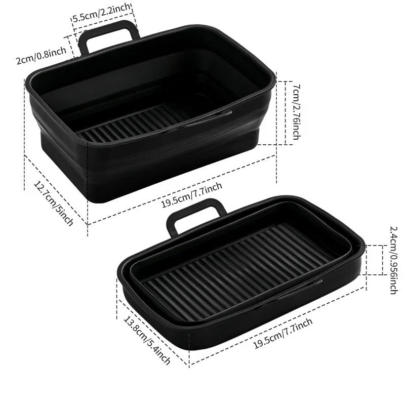 Foldable Silicone Baking Tray for Hot Air Fryers - Reusable & Practical