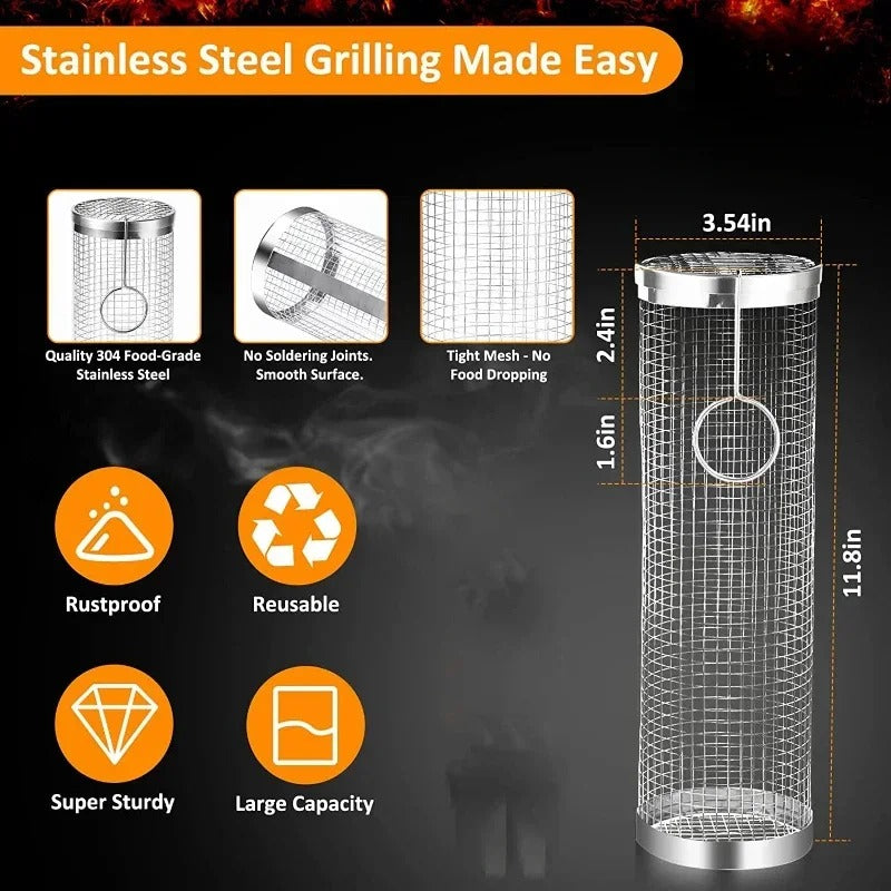 Rotatable Stainless Steel Grill Cage
