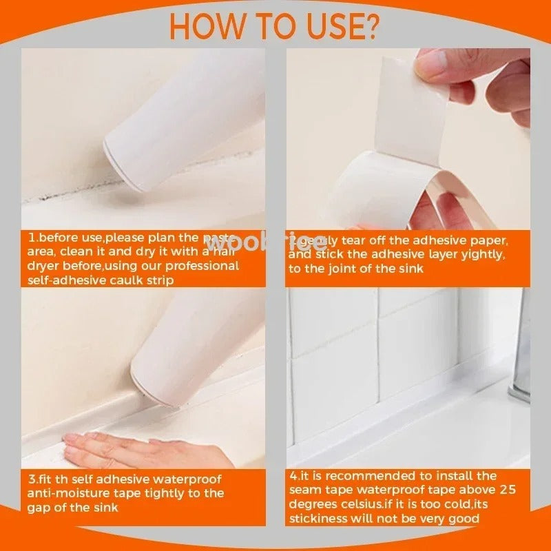 Self - Adhesive Sealing Tape - Protection and Cleanliness for Kitchen & Bathroom