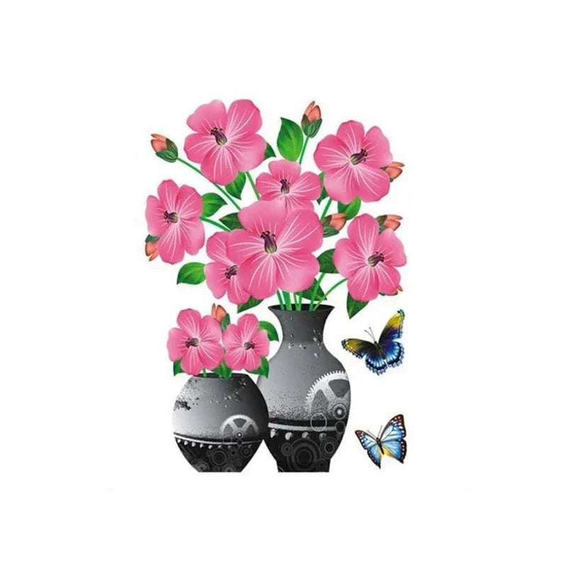 3d Flower Wall Tattoo Set - Diy Plant Vase