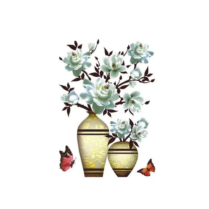 3d Flower Wall Tattoo Set - Diy Plant Vase