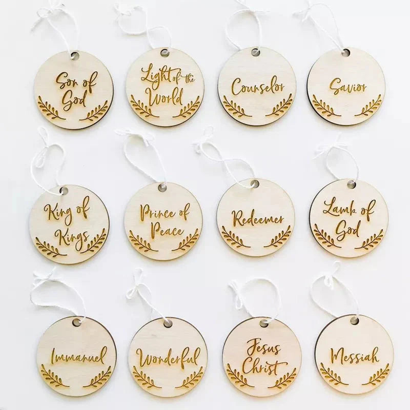 Wooden Sign with Biblical Names - Contemplative Christmas Decoration!