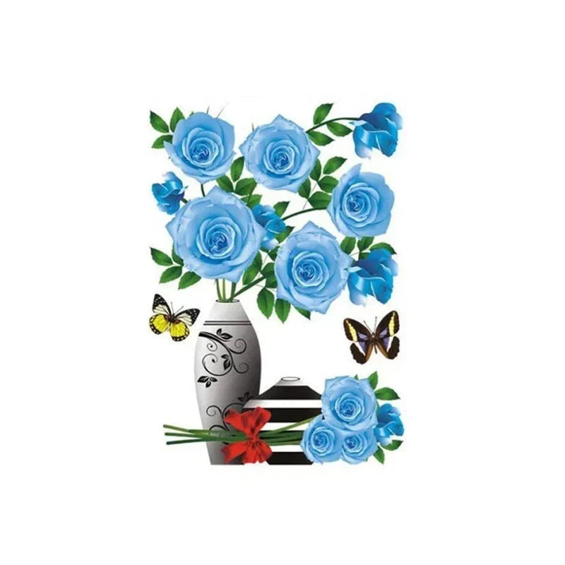 3d Flower Wall Tattoo Set - Diy Plant Vase