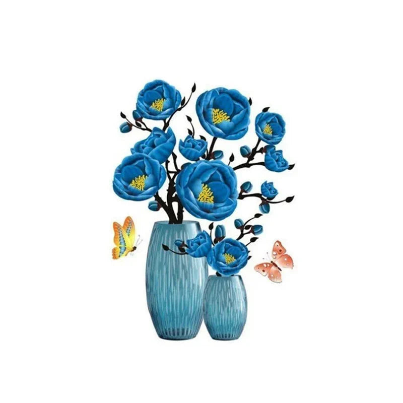 3d Flower Wall Tattoo Set - Diy Plant Vase