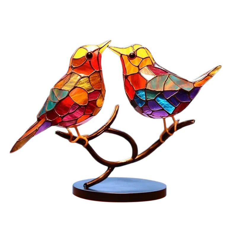 Birds on Branches Glass Ornaments