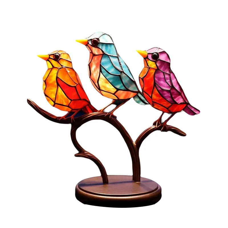 Birds on Branches Glass Ornaments