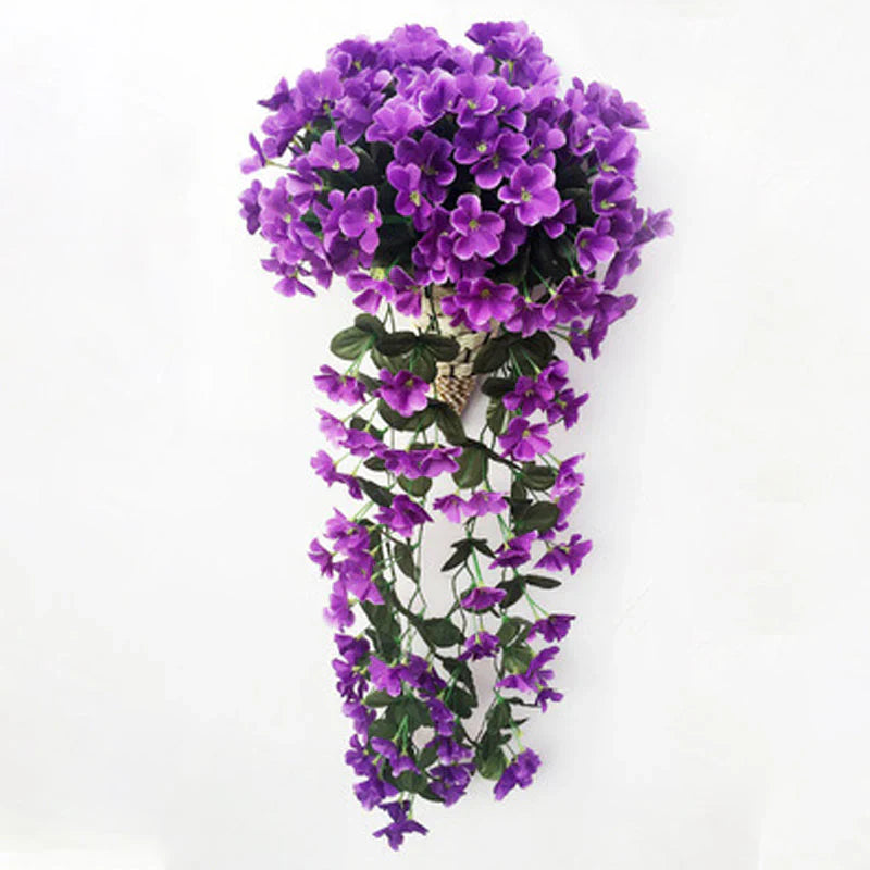 Decorative Hanging Basket with Artificial Violets - Elegance for Your Home!