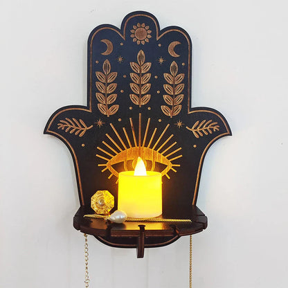Creative Wooden Candle Holder with Storage