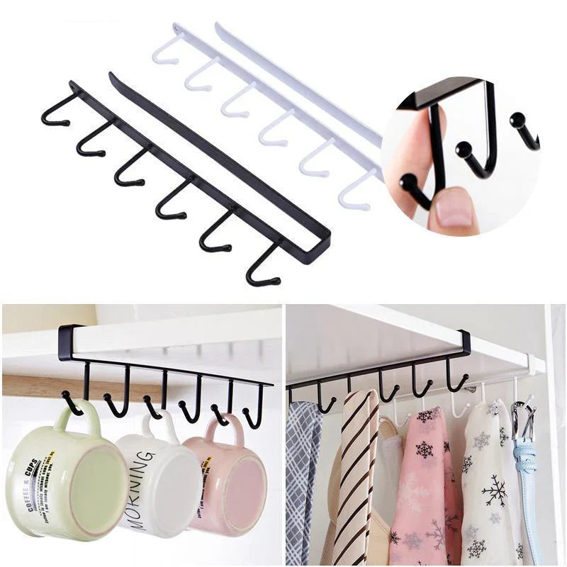 Space - Saving Hook Rack, 2 Pieces