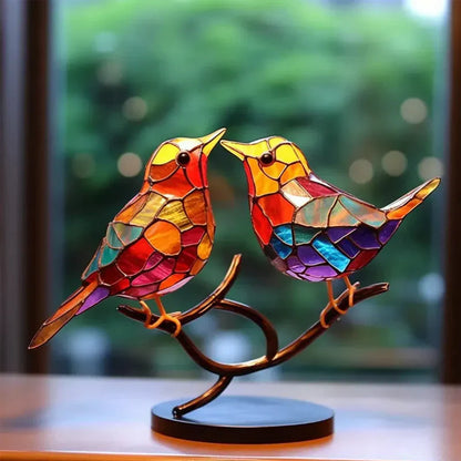 Birds on Branches Glass Ornaments