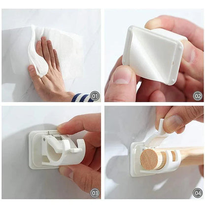 Self - Adhesive Curtain Rod Holders - Simple, Stable & Nail - Free