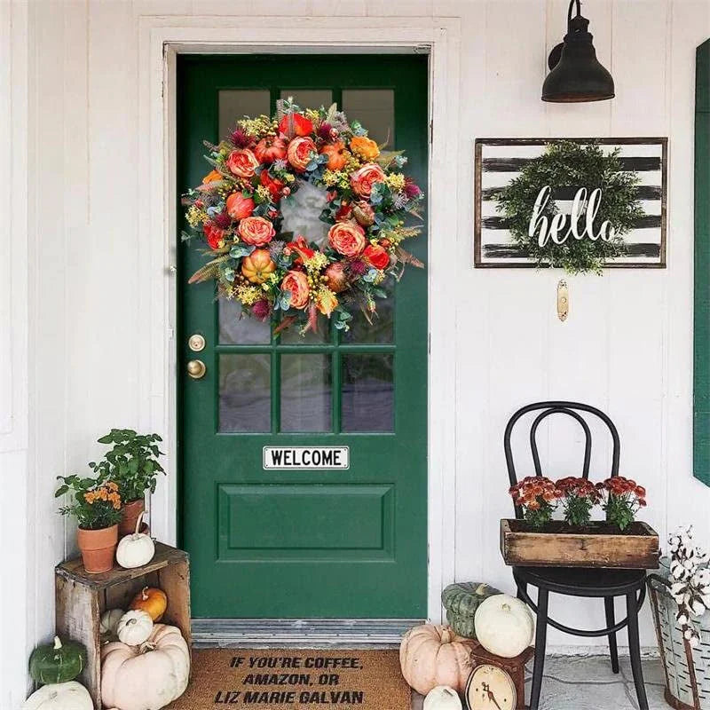 Autumnal Pumpkin Wreath - Stylish Decoration for Your Front Door