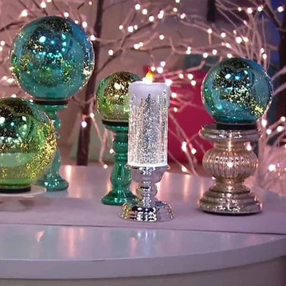 Led Christmas Candles with Glitter Effect