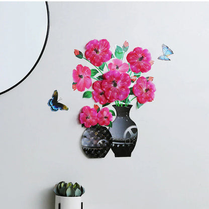 3d Flower Wall Tattoo Set - Diy Plant Vase