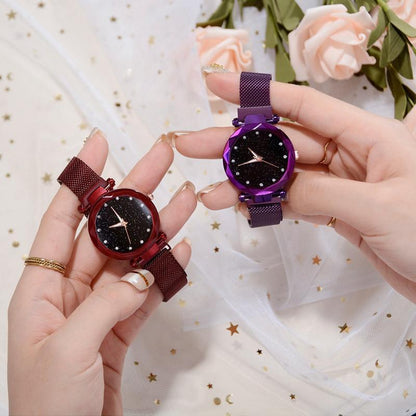 Waterproof Wristwatch with Starry Sky Design for Girls