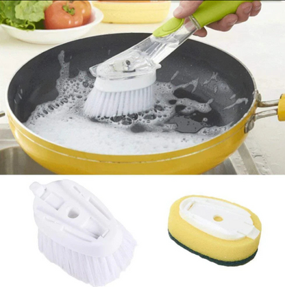Practical Kitchen Brush with Long Handle and Soap Dispenser