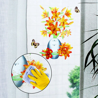 3d Flower Wall Tattoo Set - Diy Plant Vase