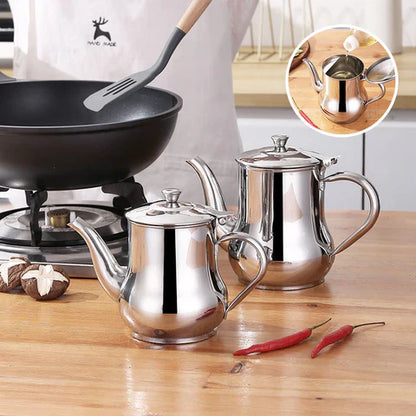 Stainless Steel Oil Can with Sieve - Clean & Sustainable Cooking!