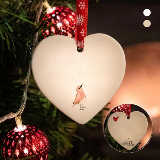 Heart - Shaped Christmas Pendant Made From Ceramic