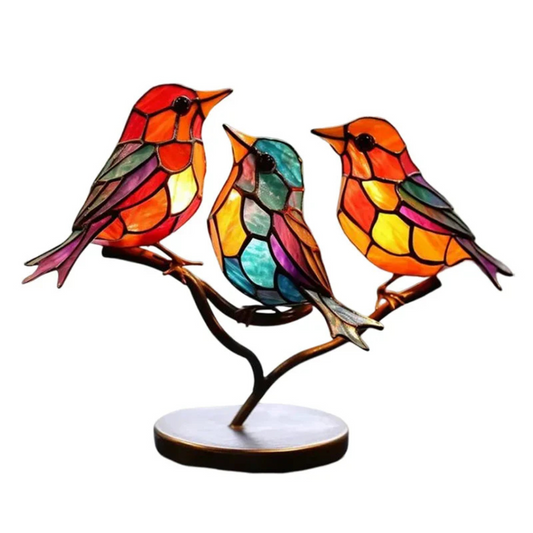 Birds on Branches Glass Ornaments