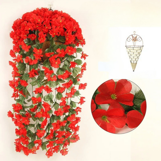 Decorative Hanging Basket with Artificial Violets - Elegance for Your Home!