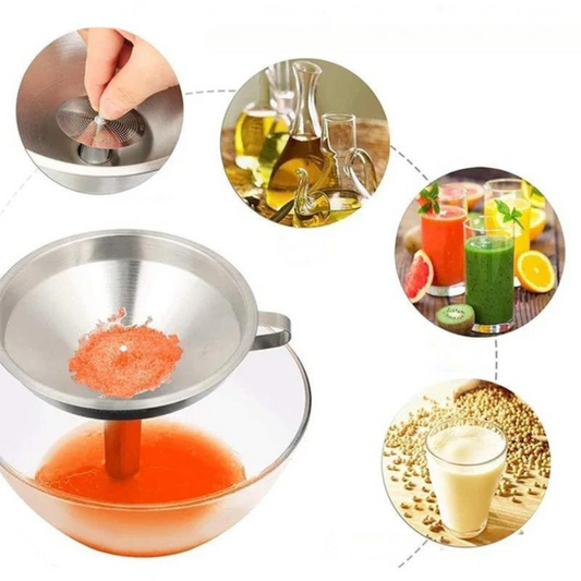 Stainless Steel Kitchen Oil Funnel with Sieve