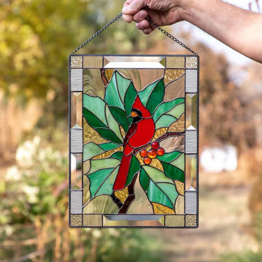 Stained Glass Bird Pendant for Window Decoration