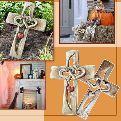Lovely Heart and Cross Sculpture