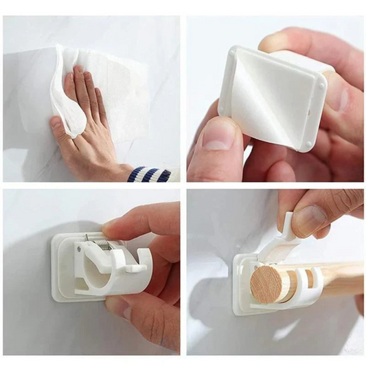 Self - Adhesive Curtain Rod Holders - Simple, Stable & Nail - Free