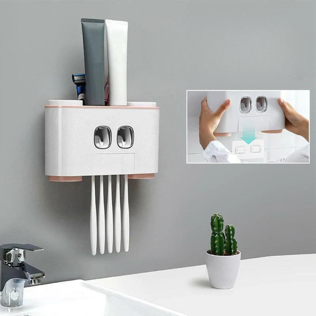 Practical Toothbrush Holder and Toothpaste Dispenser Set