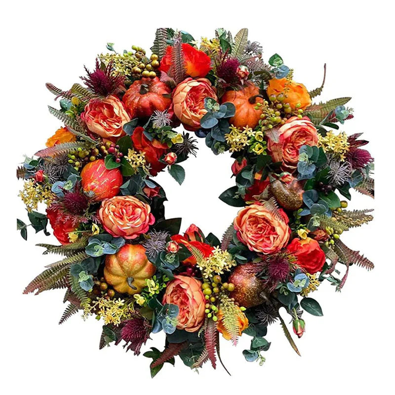 Autumnal Pumpkin Wreath - Stylish Decoration for Your Front Door