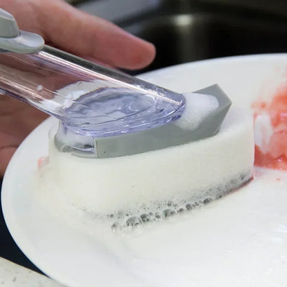Practical Kitchen Brush with Long Handle and Soap Dispenser