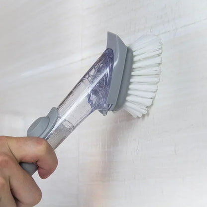 Practical Kitchen Brush with Long Handle and Soap Dispenser